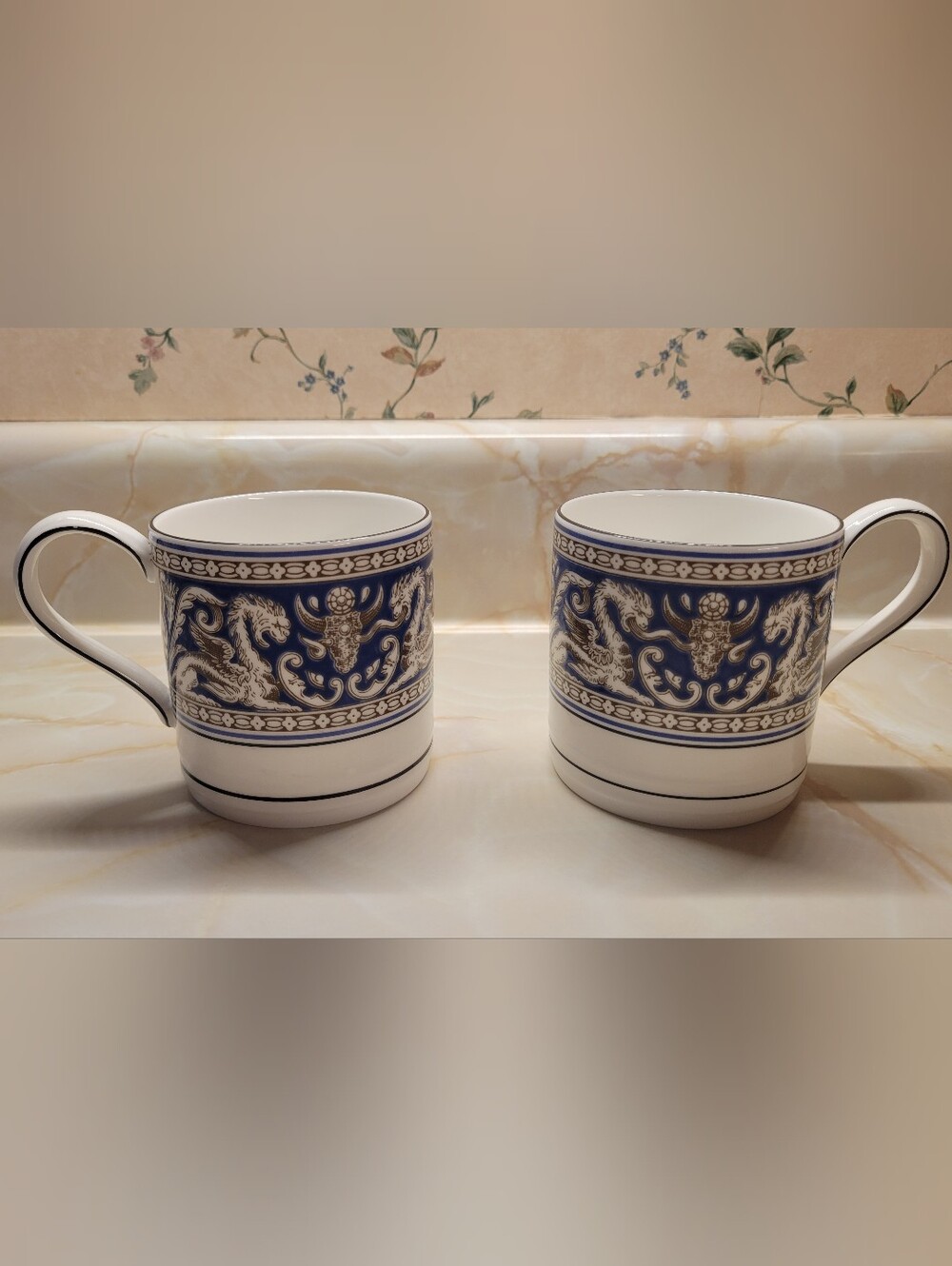 Wedgewood Florentine Marine Coffee Mugs/Cups Set Of Two *NEW WITHOUT BOX*